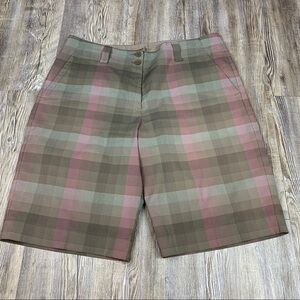 Nike Fit DryFit Golf Brown Pink Plaid Bermuda